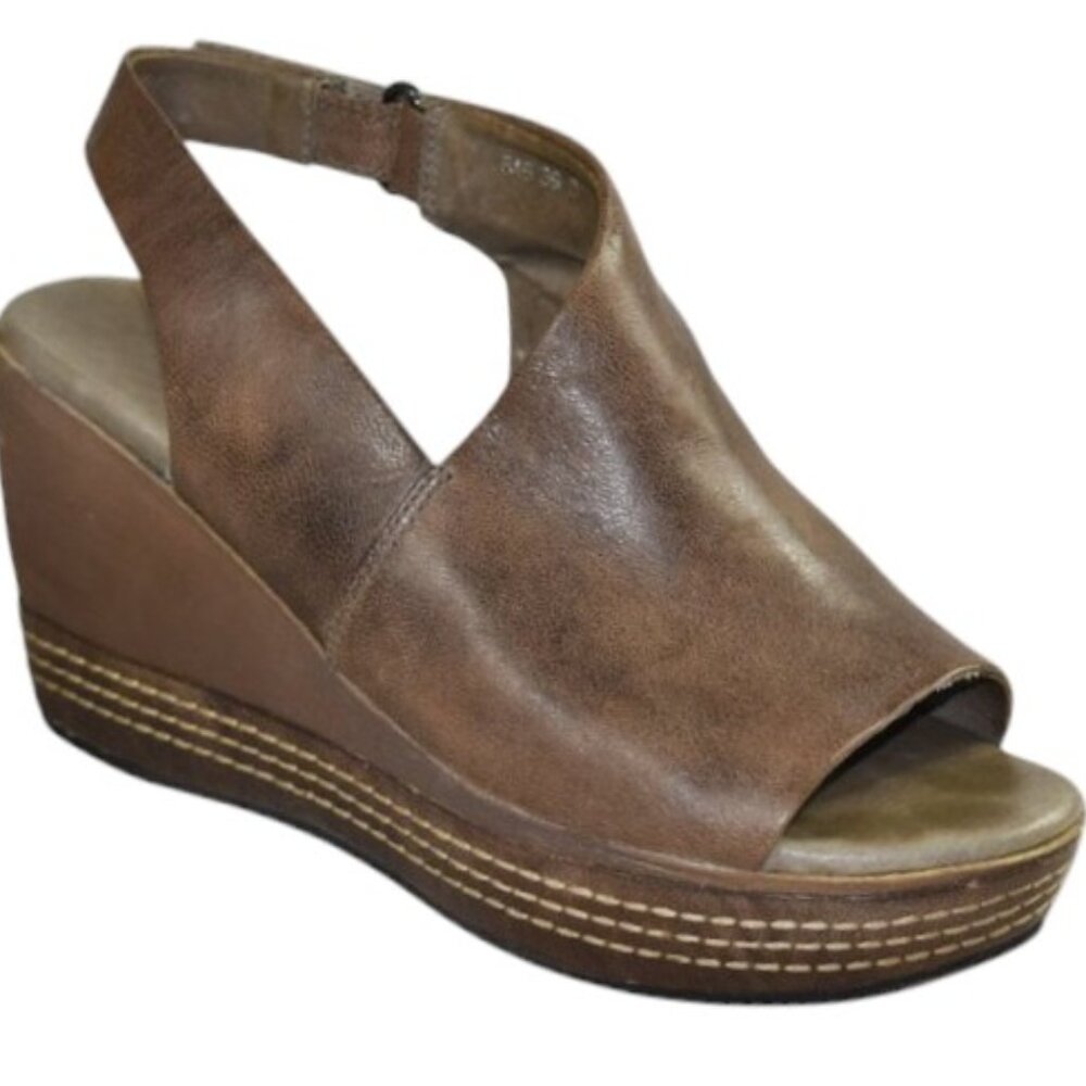 Antelope Geri Taupe Leather Platform Wedge Size 39 (US 8 -8.5) - Picture 3 of 11